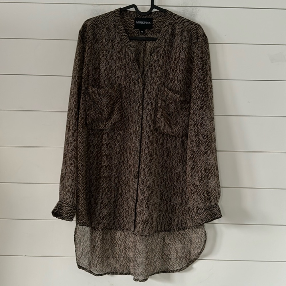 Minkpink Size M Chiffon Animal Print Wife Tan Black